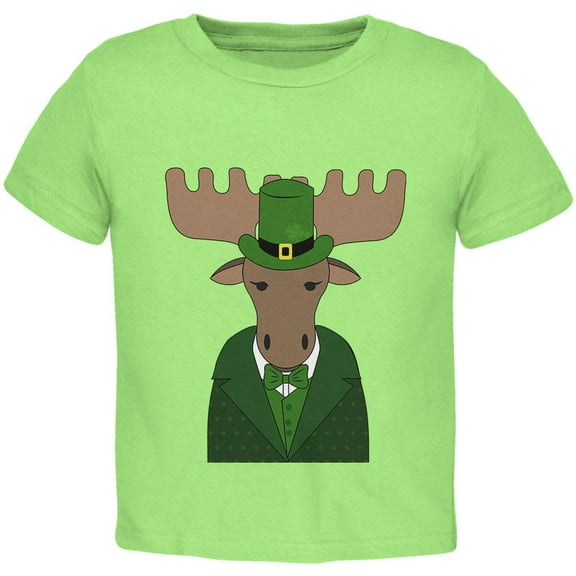St. Patrick's Day Irish Leprechaun Moose Toddler T Shirt Lime 4T