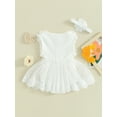 thumbnail image 4 of vera natura Infant Baby Girl Summer Jumpsuit Sleeveless Tulle Patchwork Lace Floral Romper with Headband, 4 of 9