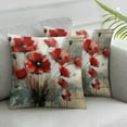thumbnail image 3 of nygtbtfer Flower Throw Pillow Cushion Cover, Red Poppy Flower Grungy Paint Brush Effect Beige Digital Art Print, Decorative Square Accent Pillow Case, Red Ivory White, 3 of 7