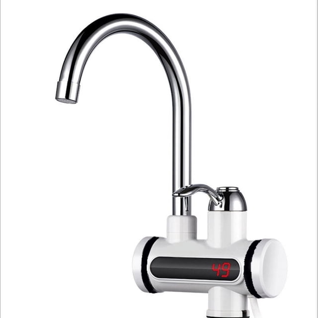 Grifo de agua del grifo de calefacción giratorio, grifo con calentador de agua eléctrico sin tanque de 220V con pantalla Digital LED (pequeño flujo debajo de la entrada)