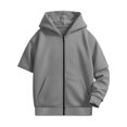 thumbnail image 5 of YUANxueke Boys & Girls Detachable Sleeve Sweatshirt Casual Fall Winter Warm Hoodie Jacket,Gray,11 Years, 5 of 7