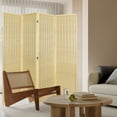 thumbnail image 3 of Fionafurn 4 Panel Room Divider pinus sylvestris Wood Folding bamboo weaving Privacy Screen Partial Partition 71in(H), Burlywood, 3 of 10