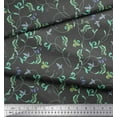 thumbnail image 2 of Soimoi Gray Modal Satin Fabric Artistic Leaves Printed Craft Fabric by the Yard 42 Inch Wide, 2 of 3