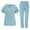 Light Blue, variant on Minjewel Women's Trendy V-Neck Short Sleeve Scrubs for Women with Pockets, Modern & Comfortable Scrub Set for Nurses & Caregivers,Black L