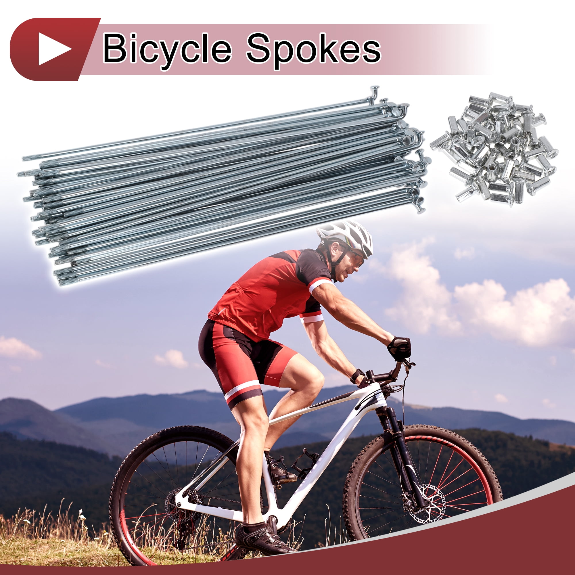 Unique Bargains 48Pcs 10G J Bend Bike Wheel Spokes Carbon Steel Galvanized Silver 8.46"