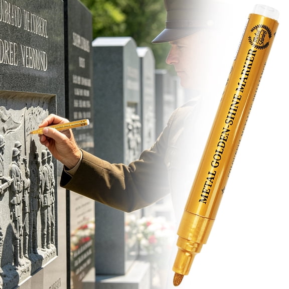 Nnndbs Gold Glitter Acrylic Paint Marker Pen,Oil Based Quick Dry Permanent Pen for Rock Stone Ceramic Wood Metal Glass Painting,Waterproof Weather Resistant Art Supplies,1pc Gold