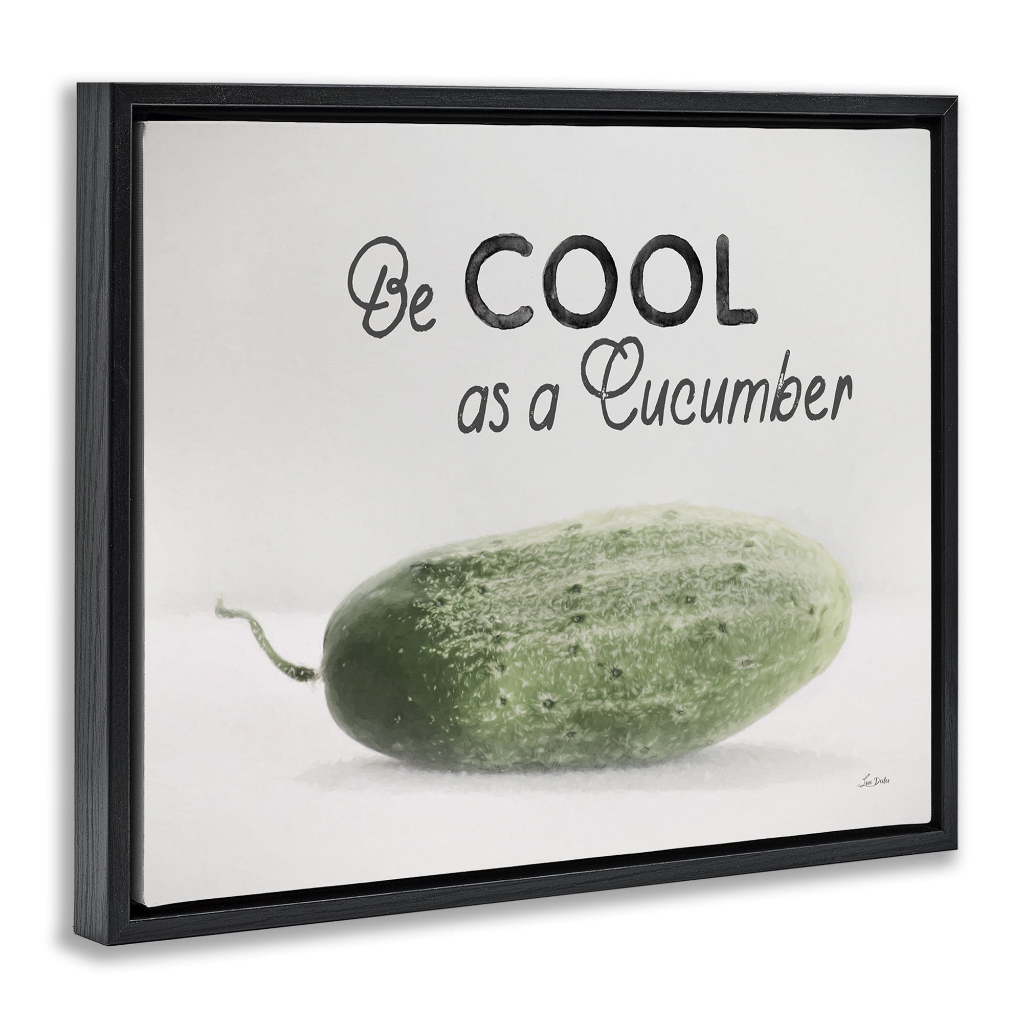 Stupell Industries Cool As A Cucumber Food & Beverage Painting Black Floater Framed Canvas Art Print Wall Art, 21 x 17