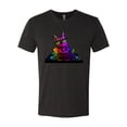 thumbnail image 2 of Neon Retro Rainbow DJ MC Hip Hop Cat | Mens Cat Lover Premium Tri Blend T-Shirt, Vintage Black, Small, 2 of 4