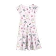 thumbnail image 3 of Cowsor Big Girls Short Sleeve Round Neck Ruffle Cap Sleeve Dress Easter Print Waist Cinched Design with Pockets Layered Summer Outfit for 4 to 15 Years Old Holiday, 3 of 5