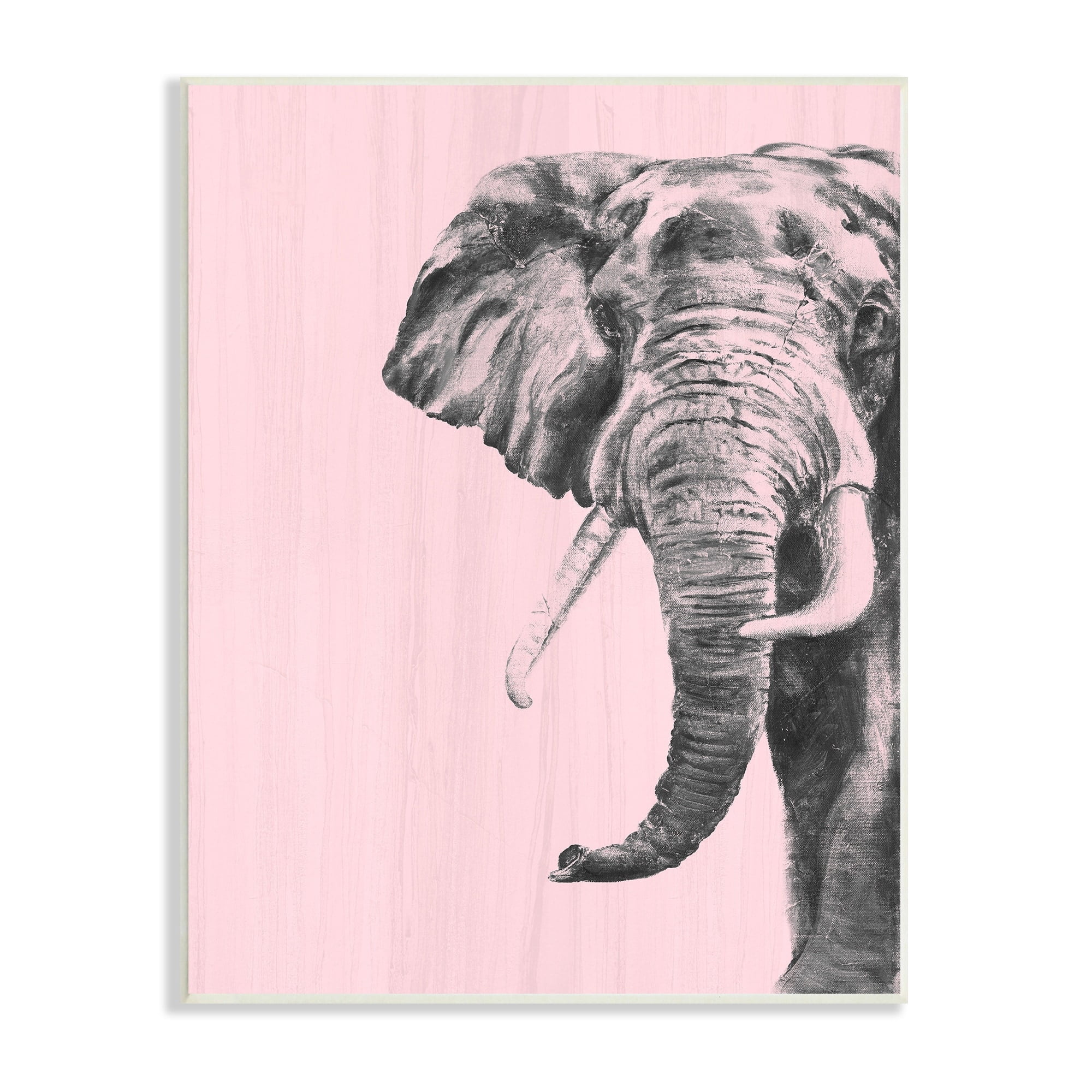 Stupell Industries Simple Elephant Large Tusked Safari Animal Rustic Pink, 10 x 15, Design by Patricia Pinto