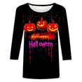 thumbnail image 4 of Sriper Halloween Women Crew Neck Tops Solid Color Tunic Blouses for Leggings Machine Washable Elbow Length Blouses Business Casual Plus Size Camisetas Mujer Multicolor 5X, 4 of 5