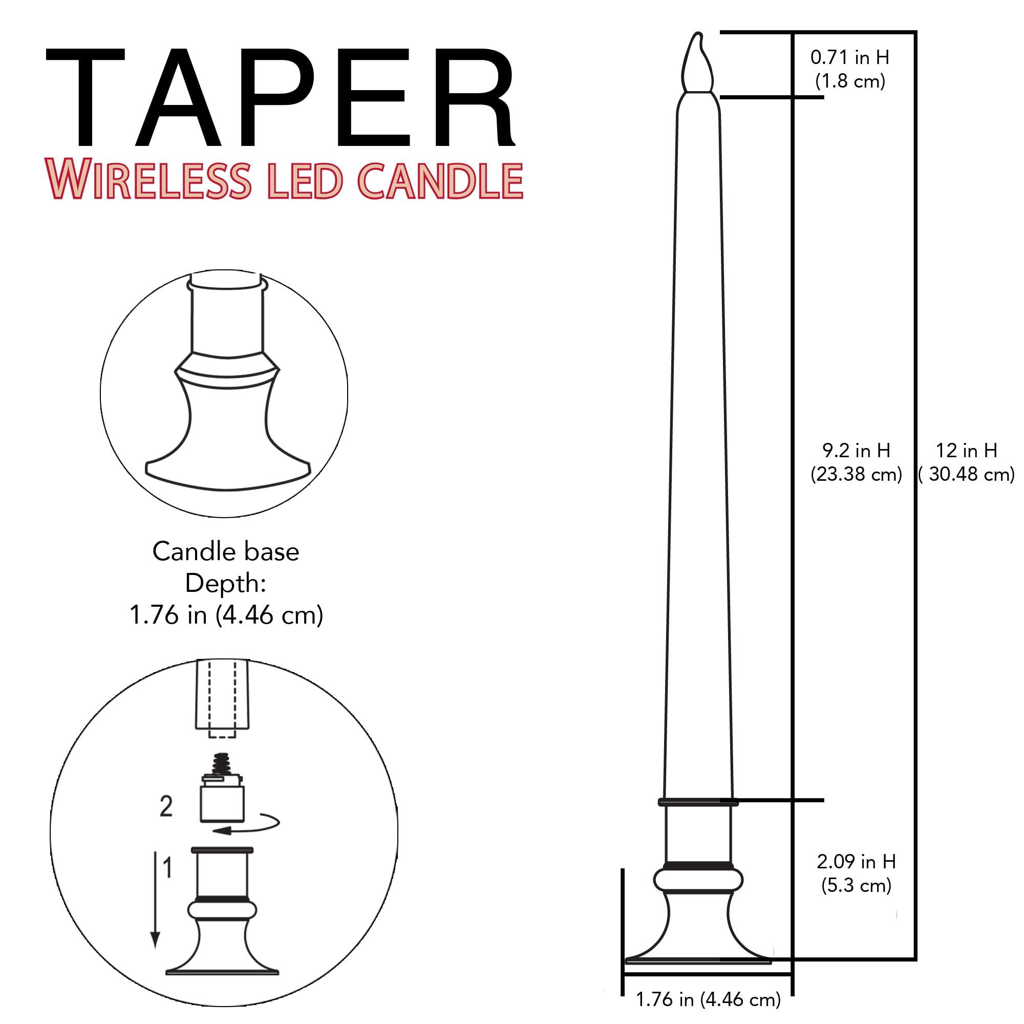 Brite Star Battery Operated 12-Inch LED White Candles - 2 Count Amber Flickering Flameless Taper Candles - Perfect for Indoor Window, Outdoor Patio Home Decor