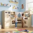 thumbnail image 2 of Gymax Kids Corner Play Kitchen w/Faucet Dishwasher Stoves Coffee Machine Refrigerator, 2 of 10
