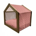 thumbnail image 2 of Retro Pet House, Vintage Style Ogee Motifs with Curled Thin Lines Repeating Retro Pattern Print, Outdoor & Indoor Portable Dog Kennel with Pillow and Cover, 5 Sizes, Coral and Yellow, by Ambesonne, 2 of 5