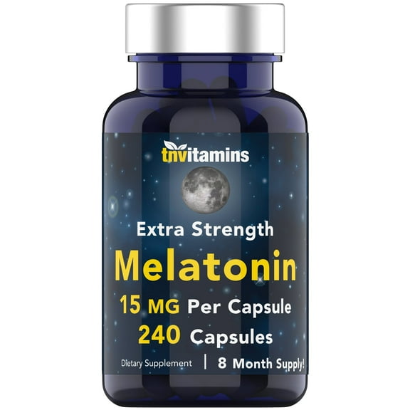 TNVitamins Melatonin Capsules, 15 mg, 240 Count