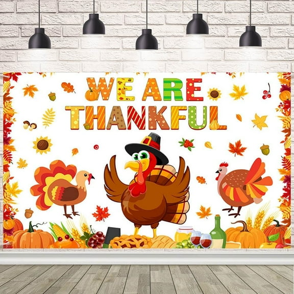 Thanksgiving Turkey Backdrop Pumpkin Turkey Maple Leaves Photography Background Fall Pumpkin for Autumn Harvest Party Decorations Banner Supplies Photo Booth Props