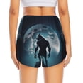 thumbnail image 2 of Lsque Moon Wolf Warrior Printed Women's Running Shorts with Liner Pockets,Elastic Quick Dry Workout Athletic Gym Yoga Shorts,Womens High Waist Shorts-, 2 of 9