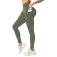 thumbnail image 2 of HKYNLAG Leggings with Pockets for Women Tummy Control Workout Sports Yoga Athletic Leggings with Pockets Army Green M, 2 of 5