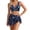 Navy, variant on Ticikt Floral Print Swimwear Two Piece Tankini with Skirt and High Waist Bottoms,Color:Navy,XXL