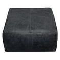 thumbnail image 5 of Java Pouf 22" Upholstered in Genuine Leather in Antique Black Contrast Stitching, 5 of 6