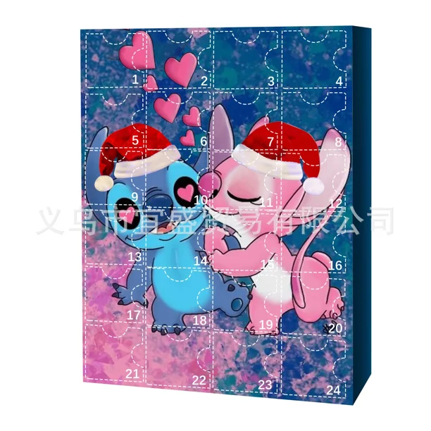 Disney familia dibujos animados Navidad 24 días calendario de cuenta regresiva caja de regalo Stitch Mickey Mouse Toy Story cuenta regresiva regalo sorpresa