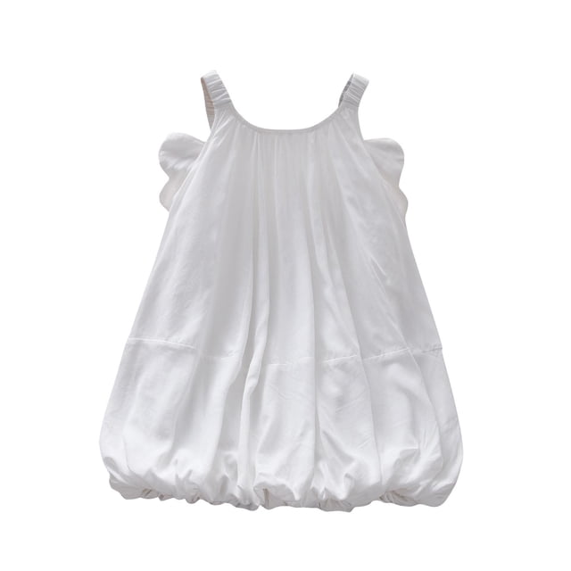 WRKEKC Robes d'Été pour Filles, Robe Décontractée pour Filles, Robe d'Été Couleur Unie Débardeur Jupe Princesse à Bretelles Colorée 7 Ans