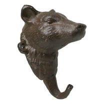 Pack Of 2 Cast Iron Rustic Forest Black Bear Wall Hook Sculptures For Coats Keys