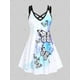 thumbnail image 2 of Fruncido de Talla Grande con Estampado de Mariposa Rosegal Vestidos casuales de talla grande, 2 of 5