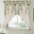 thumbnail image 2 of Watercolor Floral Swag Valances for Windows 2 Pack, Kitchen Window Curtains 36 Inch Length, Spring Leaves Flowers Botanical Beige Privacy Swag Curtains for Living Room/Bathroom 36"x36", 2 of 8