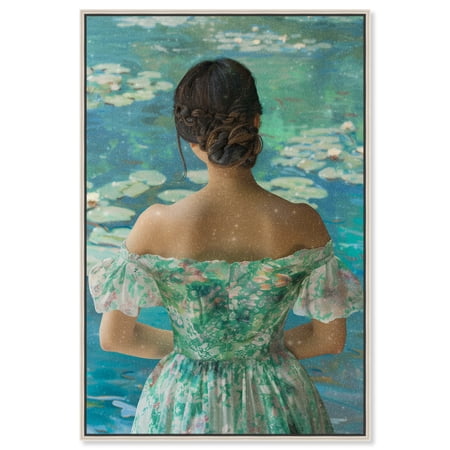 Water Lilies Dress Fashion And Glam Canvas Wall Art by Art Remedy, Silver Floater Frame, 36"x54"