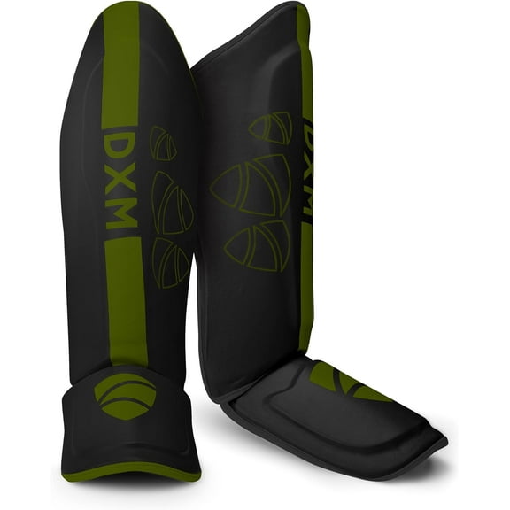DXM SPORTS MMA Shin Guards with Instep, Padded Support - Medium, Green