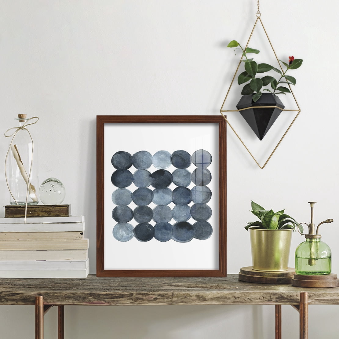 Blue Grey Density I -Framed Print w/glass-Chestnut