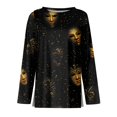 thumbnail image 5 of Mardi Gras Shirts Womens Sequins Sparkly Long Sleeve Tunic Tops Glitter Crew Neck Novelty Graphic Tee Black 3XL, 5 of 6