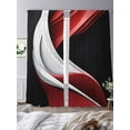 thumbnail image 3 of Abstract Stitching Sheer Curtains 108 Inches Long 2 Panels Gary Black Red Water Ripple Light Filtering Semi Sheer Window Curtains Drapes for Bedroom Living Room 52"x108", 3 of 7
