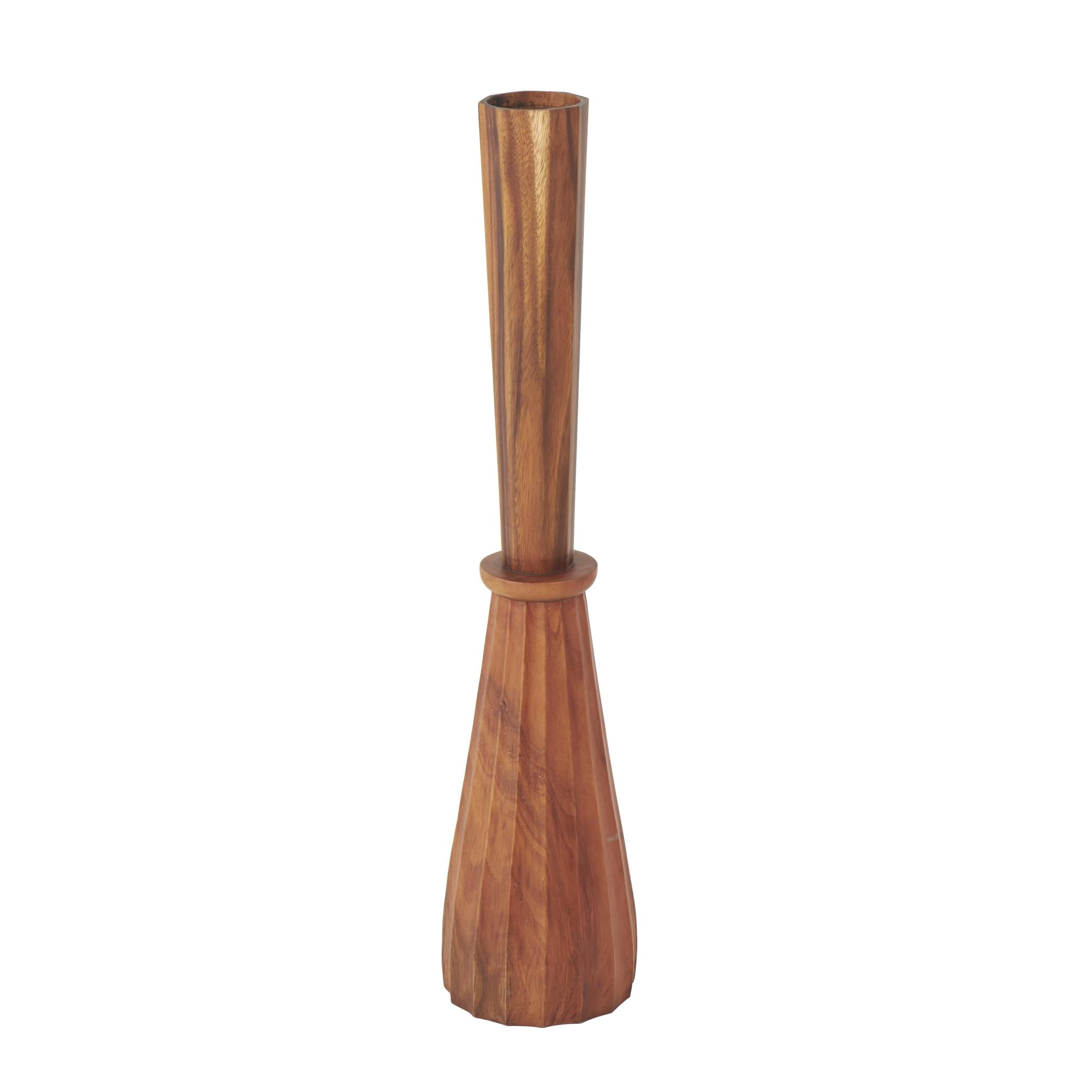 DecMode 36" Handmade Hand Turned Brown Wood Vase