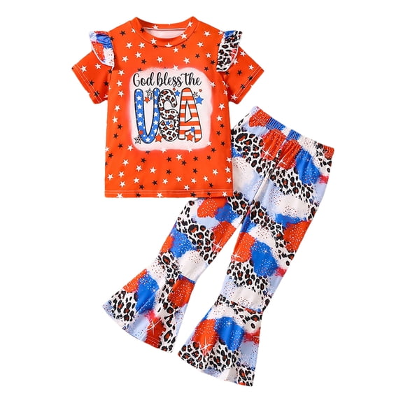 Futezty Girls Summer Outfits, 4th of July Baby Girl Outfits Girl Outfits 3Pcs Baby Girls Kids Cute T-Shirt Tops Shorts Pants Outfits Summer Clothes