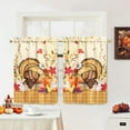 thumbnail image 4 of Thanksgiving Kitchen Curtains and Valance Set of 3, Rustic Turkey Pumpkin Kitchen Window Tier Curtains Farmhouse Window Valances Rod Pocket Panels for Thanksgiving Home Decor, 4 of 6