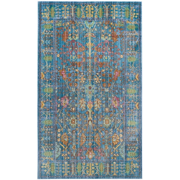 SAFAVIEH Valencia Grigor Traditional Polyester Area Rug, Blue/Multi, 2' x 3'