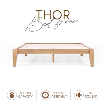 allforwood Thor Solid Wood Bed Frame - Standard King - Japanese Joinery Bed Frame - Wood Slat Support - No Box Spring Needed - Easy Assembly - Minimalist & Modern Style (Oak, King)