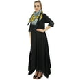 thumbnail image 5 of Bimba Women's Indian Black Rayon Asymmetrical Hem Casual Kurta With Scarf - 20, 5 of 8