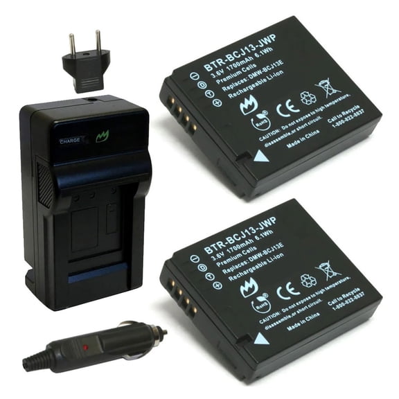 Replacement for Panasonic Lumix DMC-LX5 Battery (2-Pack, 1600mAh) and Charger with Car Adapter