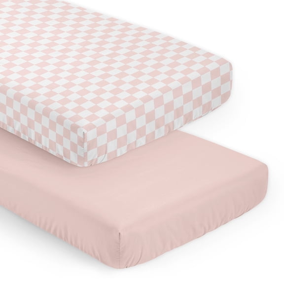 Sweet Jojo Designs Pink Gingham Checkered Plaid Girl Fitted Crib Sheets Set 2 Piece