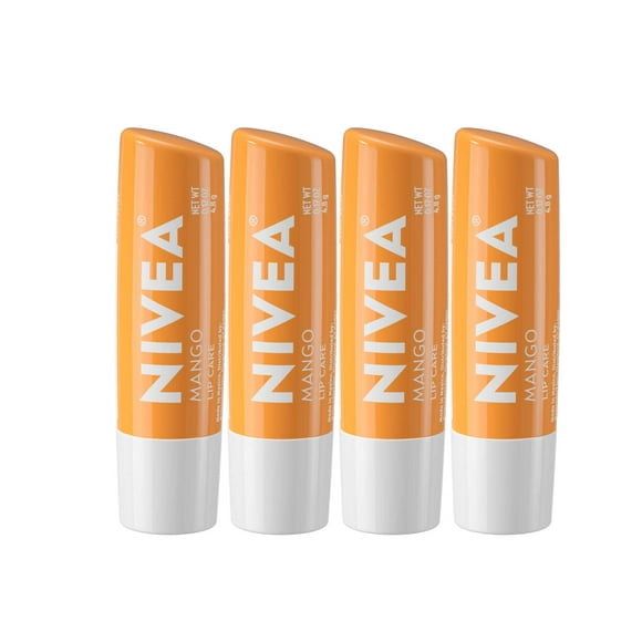 Bálsamo labial NIVEA Mango Lip Care, 5 ml, paquete de 4, vegano con manteca de karité