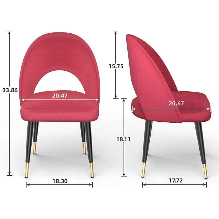 Mecor Modern Velvet Dining Chairs Set of 2 Velvet Upholstered Side Accent Chairs w Metal Legs for Kitchen Dining Living Room Red Walmart