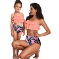 thumbnail image 1 of Daeful Parent-child Swimsuit Ruffled Family Matching Swimwear Sleeveless Swim Bikini Set Mother And Daughter Tummy Control Bathing Suits Orange Tree Leaves M, 1 of 4