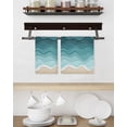 thumbnail image 3 of Turquoise Waves Kitchen Dish Towels for Drying Dishes Set of 2, Simple Ombre Abstract Sea Waves Art Waffle Weave Microfiber Hand Tea Bathroom Towels Quick Dry & Absorbent Towel 15.7x23.6, 3 of 7