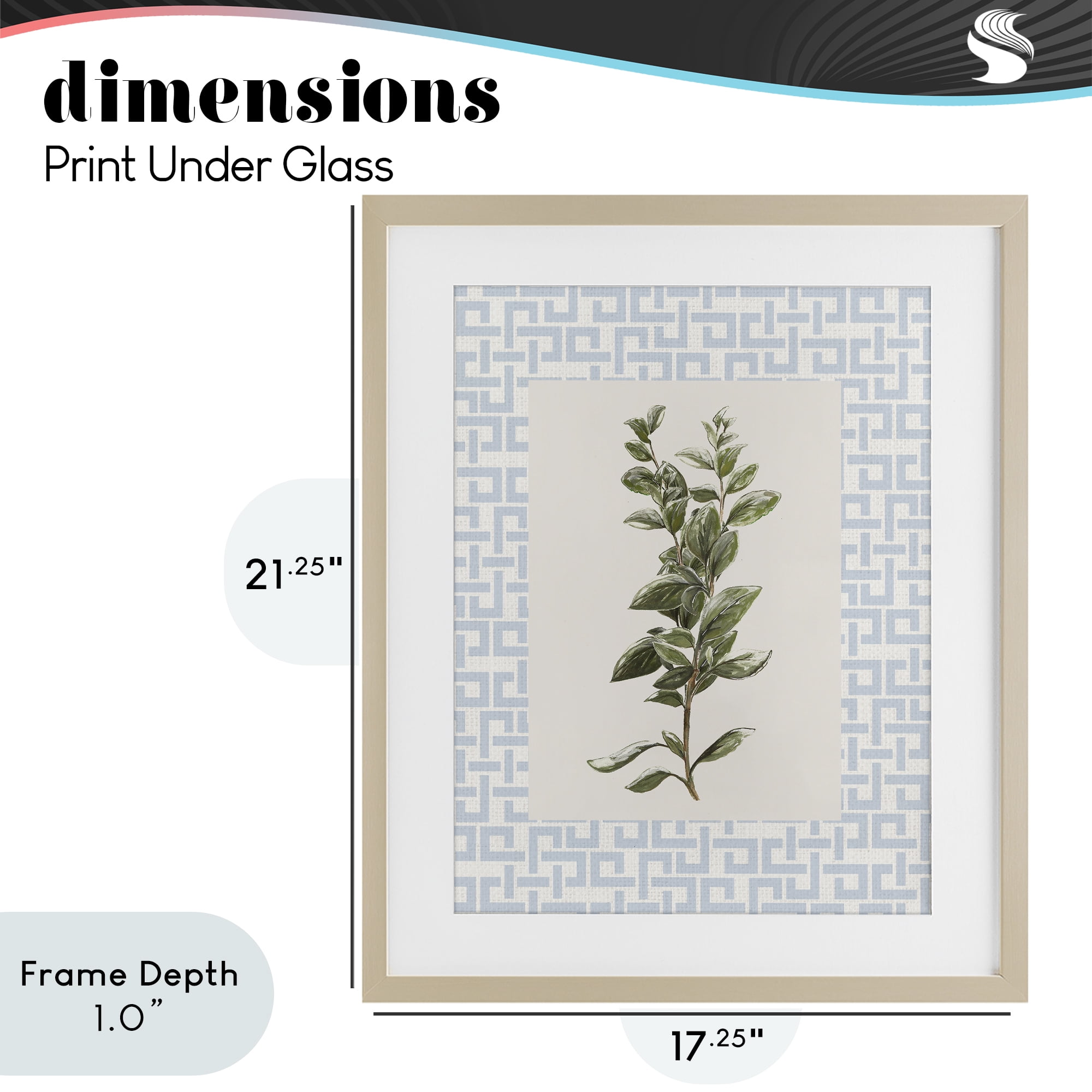 Stupell Industries Fresh Herb on Geometric Birch Framed Print Under Glass, design by Diannart