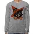 thumbnail image 2 of Vintage Witch Cat Long Sleeve Shirt Unisex Large Grey, 2 of 5