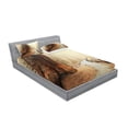 thumbnail image 2 of Ambesonne Landscape Fitted Sheet & Pillow Sham Set, Foggy Forest Woods, Full, Brown, 2 of 2