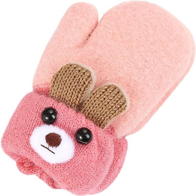 Mitones de lana forma de osito para bebé y niños pequeños